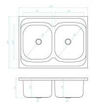 LAVEO LON 60 2M teletetős kétmedencés inox mosogató szifonnal K.