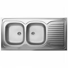   LAVEO LON 60 2CS kétmedence inox cseppt. teletetős mosogató szifonnal K.