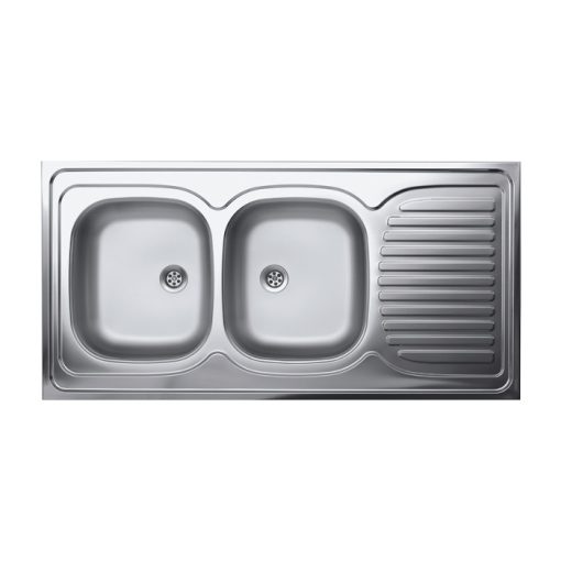 LAVEO LON 60 2CS kétmedence inox cseppt. teletetős mosogató szifonnal K.