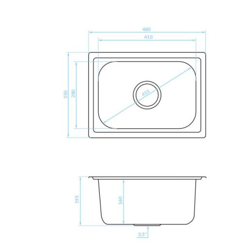 LAVEO MINI 1M inox mosogató szifonnal
