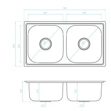 LAVEO STANDARD kétmedencés inox mosogató szifonnal