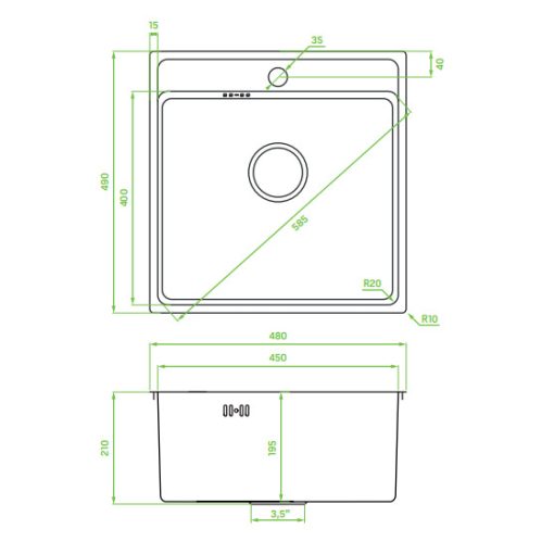 LAVEO BESOS egymedencés mosogató, szálcsiszolt inox