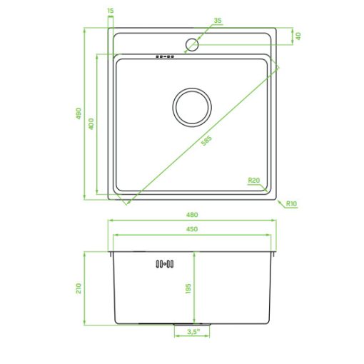 LAVEO BESOS egymedencés mosogató, Grafit