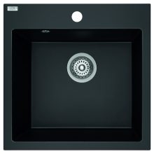 Laveo ALENA matt fekete egymedencés mosogató helytakarékos szifonnal