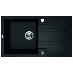   Laveo BARBADOS matt fekete csepptálcás mosogató dugókiemelős helytakarékos szifonnal