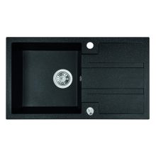 Laveo BARBADOS szemcsés fekete csepptálcás mosogató dugókiemelős helytakarékos szifonnal