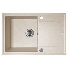   Laveo MEGALO csepptálcás bézs mosogató dugókiemelős helytakarékos szifonnal