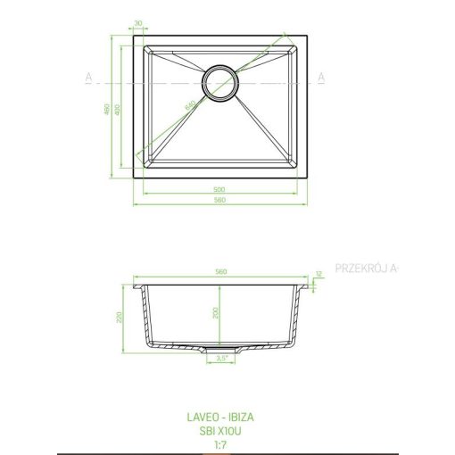 Laveo IBIZA szürke egymedencés mosogató helytakarékos szifonnal