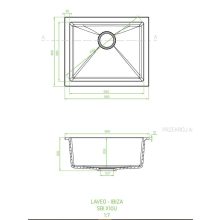 Laveo IBIZA szemcsés fekete egymedencés mosogató helytakarékos szifonnal