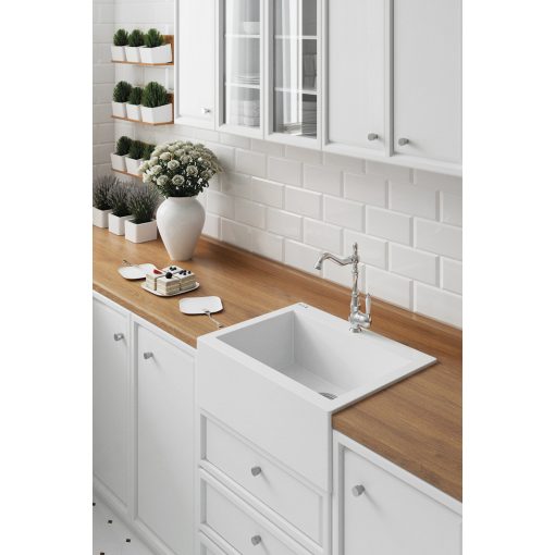 Laveo KOMODO fehér mosogató helytakarékos szifonnal