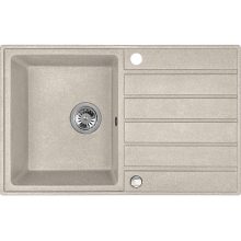 Laveo MARGARITA csepptálcás bézs mosogató, automata dugókiemelős, helytakarékos szifonnal