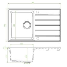 Laveo MARGARITA csepptálcás bézs mosogató, automata dugókiemelős, helytakarékos szifonnal