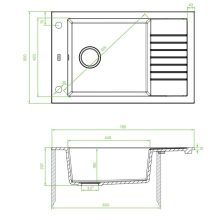 Laveo PIONIER minicsepptálcás szemcsés fekete mosogató automata dugókiemelős, helytakarékos szifonnal
