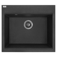   RIO 6 egymedencés gránit fekete mosogató szifonnal, 57x50x21,5 cm