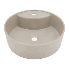 LAVEO CLIFF kerek gránit mosdó túlfolyó nélkül, bézs