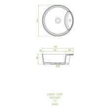 LAVEO CLIFF kerek gránit mosdó túlfolyó nélkül, bézs