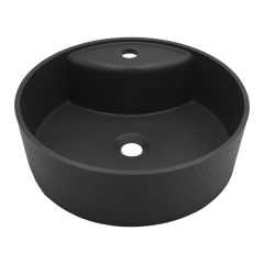 LAVEO CLIFF kerek gránit mosdó túlfolyó nélkül, fekete