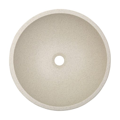 LAVEO AMBER kerek gránit mosdó túlfolyó nélkül, bézs