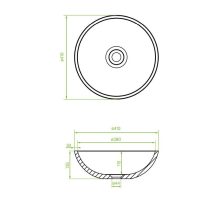 LAVEO AMBER kerek gránit mosdó túlfolyó nélkül, bézs