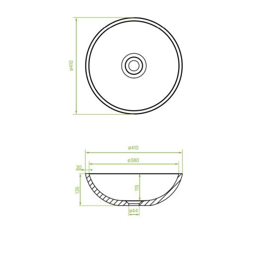 LAVEO AMBER szürke gránit mosdó túlfolyó nélkül, szürke