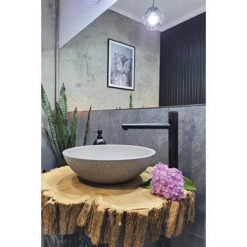 LAVEO AMBER szürke gránit mosdó túlfolyó nélkül, szürke