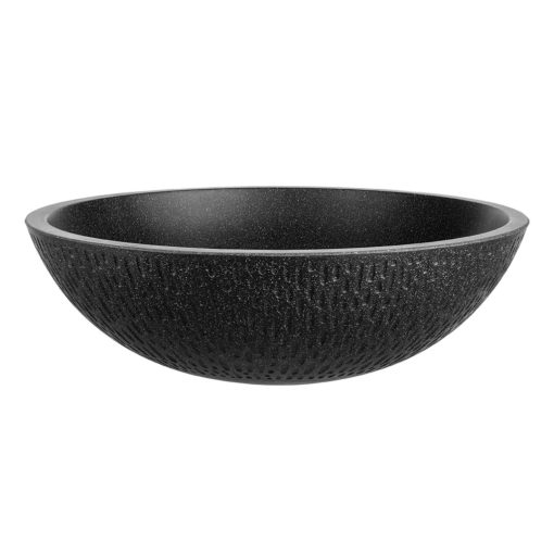 LAVEO AMBER kerek gránit mosdó túlfolyó nélkül, fekete