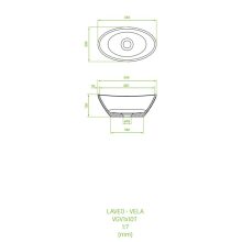 LAVEO VELA pultra szerelhető gránit mosdó túlfolyó nélkül, szürke