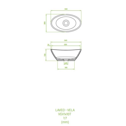 LAVEO VELA pultra szerelhető gránit mosdó túlfolyó nélkül, éjkék