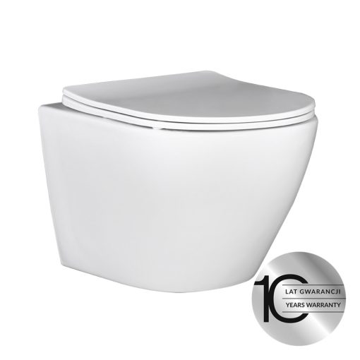 LAVEO AKAN / DESNA WC-szett rejtett fali tartállyal, króm öblítővel, fali WC-vel, keskeny ülőkével