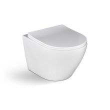 LAVEO AKAN / DESNA WC-szett rejtett fali tartállyal, króm öblítővel, fali WC-vel, keskeny ülőkével