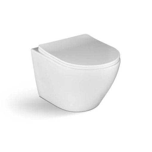 LAVEO AKAN / DESNA WC-szett rejtett fali tartállyal, fekete öblítővel, fali WC-vel, keskeny ülőkével